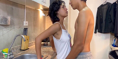My Shy Stepsister Wants To Fuck For The First Time In The Kitchen And I Give Her Sex Of Her Life