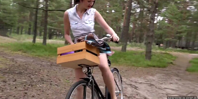 Nebraska Jim In Jilling In The Forest After Riding Her Bike Nude