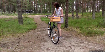 Nebraska Jim In Jilling In The Forest After Riding Her Bike Nude