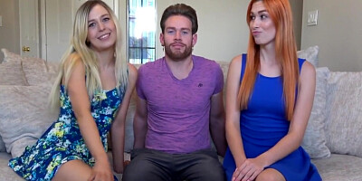 A Threesome Strip Darts With Two Lovely Skinny Babes And A Lucky Guy With Minxx Marley, Celestina Blooms And Aften Opal