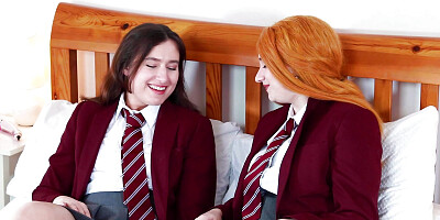 Two British Students Have a Masturbation Race In Their Uniforms