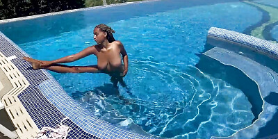 Ersties - Busty Naomi has fun with a dildo by the pool