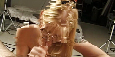 A hot blonde babe POV sucking her friends small dick