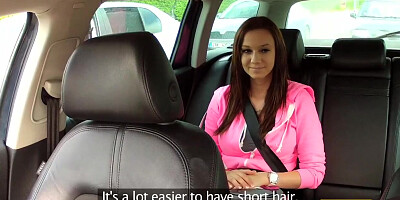 FakeTaxi: College cutie with large natural boobs pays her way