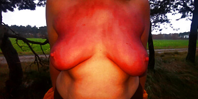 Slapping her tits until swollen