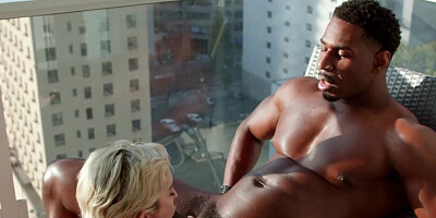 Skye Blue and a big black cock fucking on the balcony