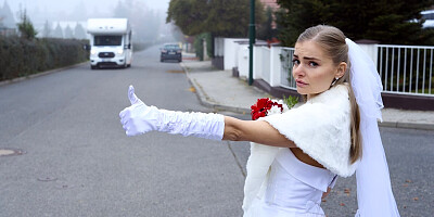 SHOCK CONTENT Sexy bride fucks random van driver on marriage day