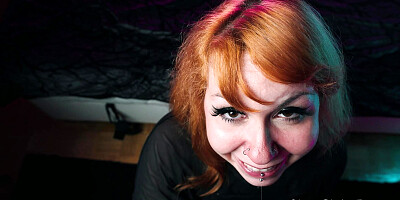 Silly slut sucks dick and gets slapped while wearing pantyhose as a hood