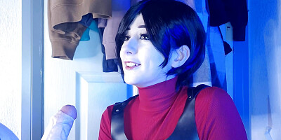 Ada wong uses Leon for sex, gives footjob and pounds big oiled ass