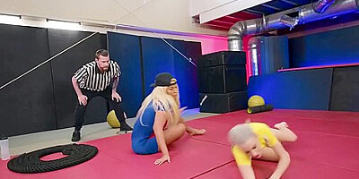 Bridgette B And Kiara Cole In Petite Lesbian Kiara Vs A Stacked Female Wrestler Tr