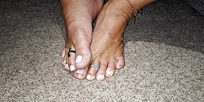 My Girlfriend and I rub our soft feet together and show off our toe rings and anklets