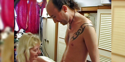 Older housewife gets shared and fucked at home