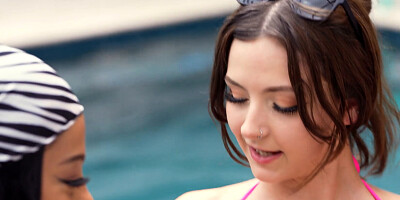 Allie spends her day off by taking part in a pool orgy