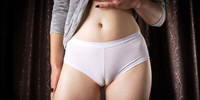 Close Up White Panty Cameltoe Tease