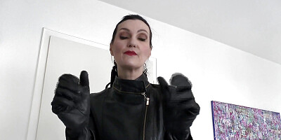 Sniffing Squeaky Leather Gloves, Hand Over Mouth Lady Victoria Valente Jerk off Instructions for Small Cocks