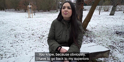 Busty slutty babe picked up and POV fucked for money