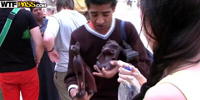 Beautiful Aurita sucking outdoors in Egypt