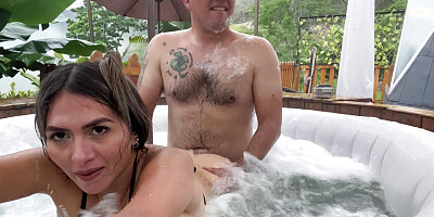 sex in glamping jacuzzi with my busty cute sister-in-law