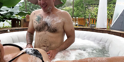 sex in glamping jacuzzi with my busty cute sister-in-law