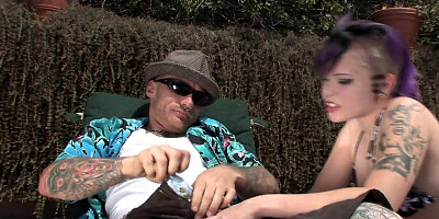 Daisy Tanks gives her stepdad an amazing blowjob by the pool