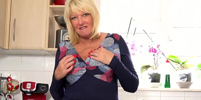 Almost 60 year old housewife Amy Goodhead gets off
