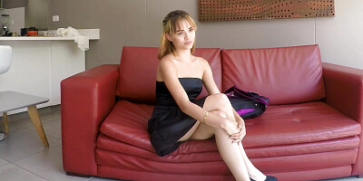 Petite Latina blondie rides huge dick for a place in the next photoshoot
