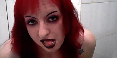 Goth girl masturbates on bathroom and cums