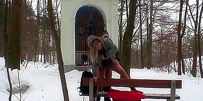 Horny Blonde With Perfect Tits Lets Her Shaved Pussy Fuck Outdoor By Old Man With Hard Cock 18 Min