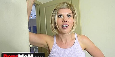 Sexy Stepmom With Huge Jugs Takes Her Stepsons Pants Off And Makes Him Cum All Over Her With Amber Chase