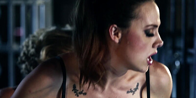 Kinky bitch is tied up and fucked in her fishnet sexy lingerie