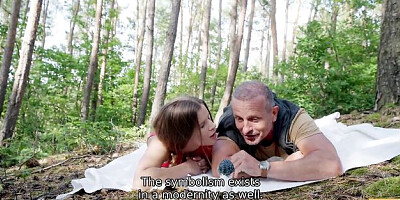 Daddy4k featuring Sarah Kay's forest sex scene