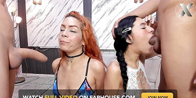 Intense Face Fucking Session with Two Latinas
