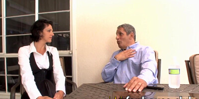 Get prepared for a three-way with a super hot mistress in super-naughty stockings