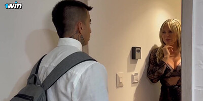 Monique Fuentes, Virgin Boy And Christian Chaux - Brazen Woman Coaxes Young Religious Man Who Knocks On Her Door To Preach Gods Word To Her