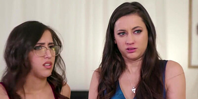 Perv lesbian watching her office mates having threesome