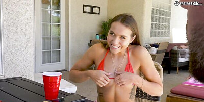 Two pals with big cocks fucked a hot brunette Austin Pierce