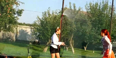 Rachel Evans In Pissed Off Wetlook Badminton Bunnies - Mischelle