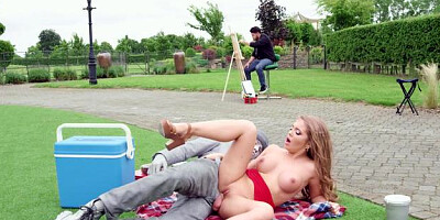 Brazzers Exxtra: Tattooed Alessandra Jane spanking outdoors