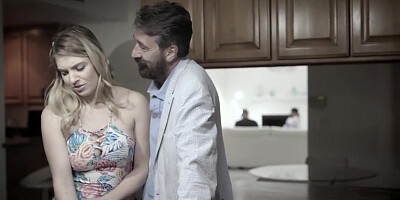 Stepuncle fucks stepniece in the kitchen