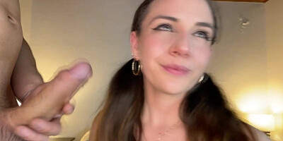 Horny Brunette Wants This Dick in Her Mouth