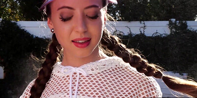 Petite naked babe cooling herself down