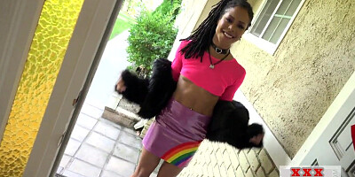 Submissive anal Ebony fucked from ass to mouth 4 facial