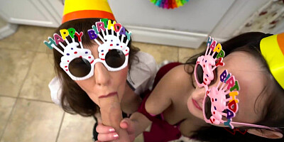 Melody and Tifa Blowjob Birthday Party