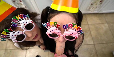 Melody and Tifa Blowjob Birthday Party