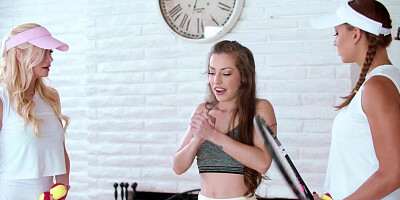 3some Lesbian Tennis with Cassie, Serene and Spencer