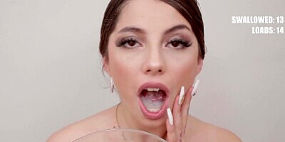 PremiumBukkake - Roma Amore swallows 75 huge mouthful cumshots