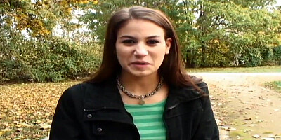 Nympho public bae fucked outdoor in POV by big white dick