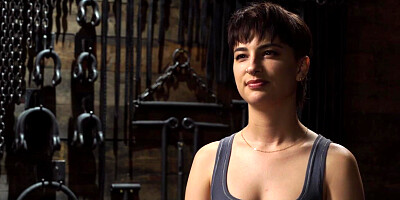 Bound suspended babe fingered by The Pope