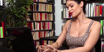 cumshot horny latina babe katana kombat pounded hard in the library