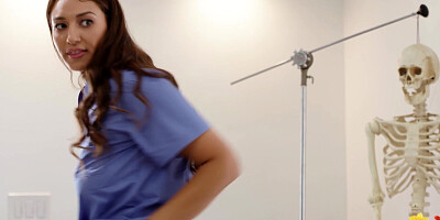 Busty nurse MILF and stepmom enjoys anal